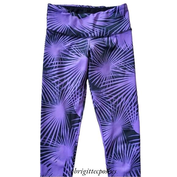 FLYWHEEL Black/Purple Palm Tree Print Leggings - Picture 4 of 6
